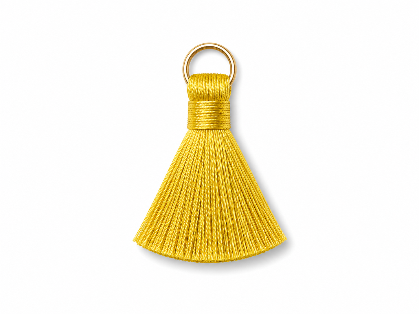 Mustard Yellow Thread Tassel Latkan with Golden Ring – 1 Piece