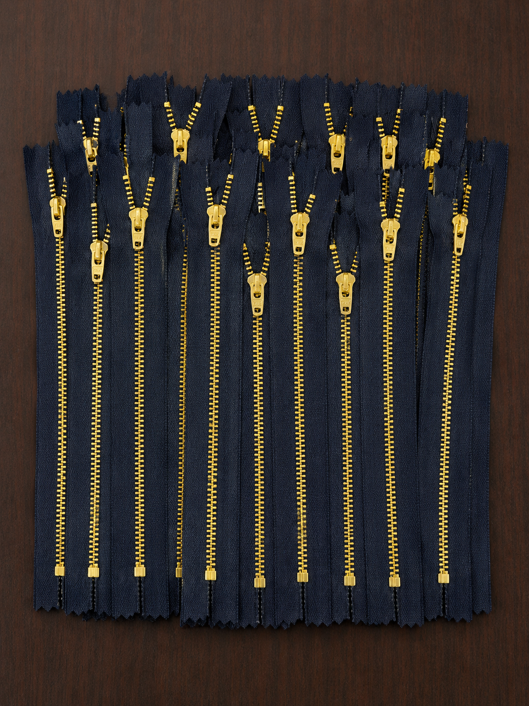 7 Inch Metal Look Nylon Zippers – Gold Teeth | Closed-End Sewing Zippers | Black