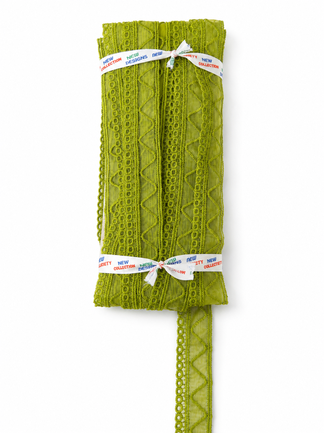 Olive Green Embroidered Lace Trim – Decorative Eyelet Mesh Border for Sewing & Craft Projects
