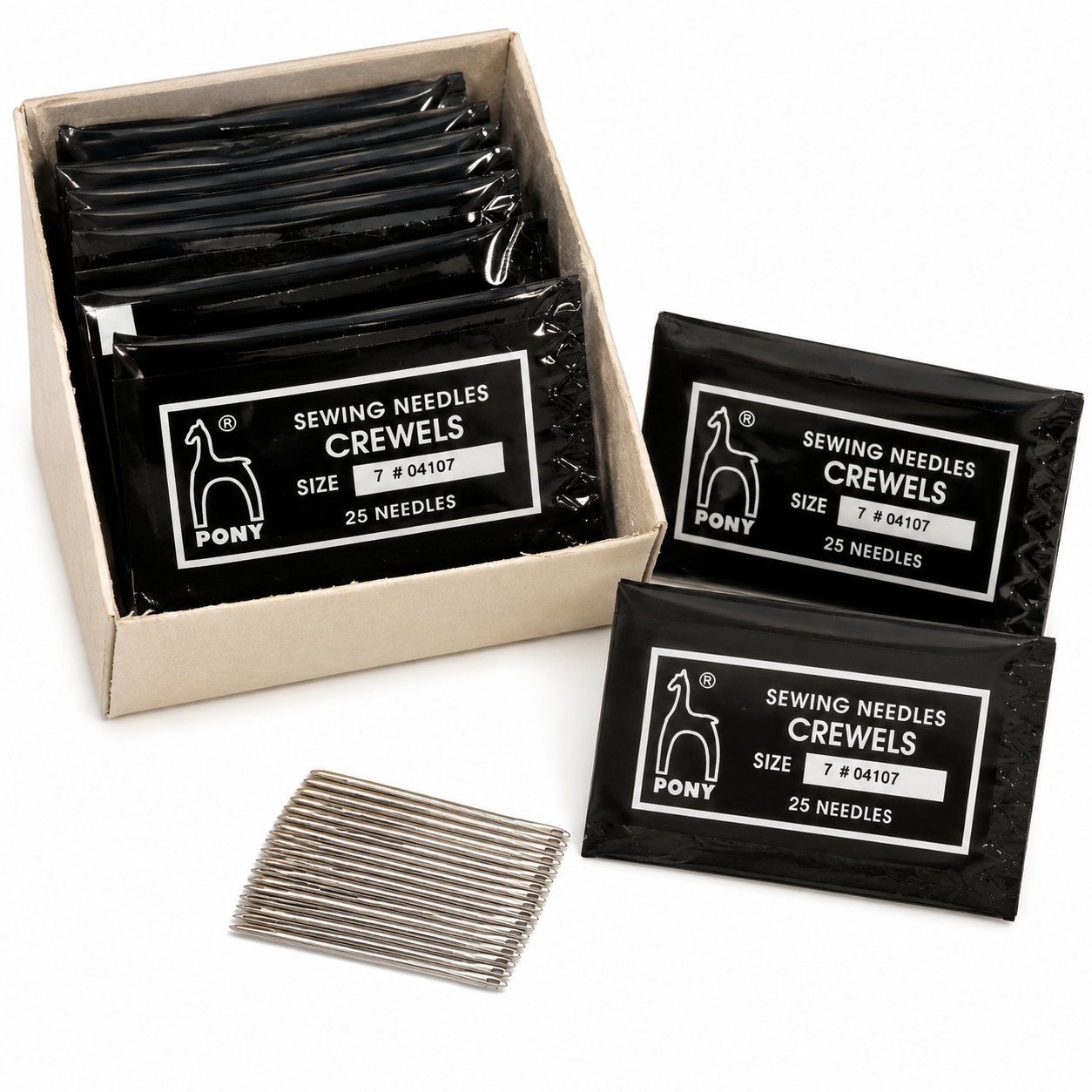 Pony Crewel Hand Sewing Needles – Size 7 – Pack of 25