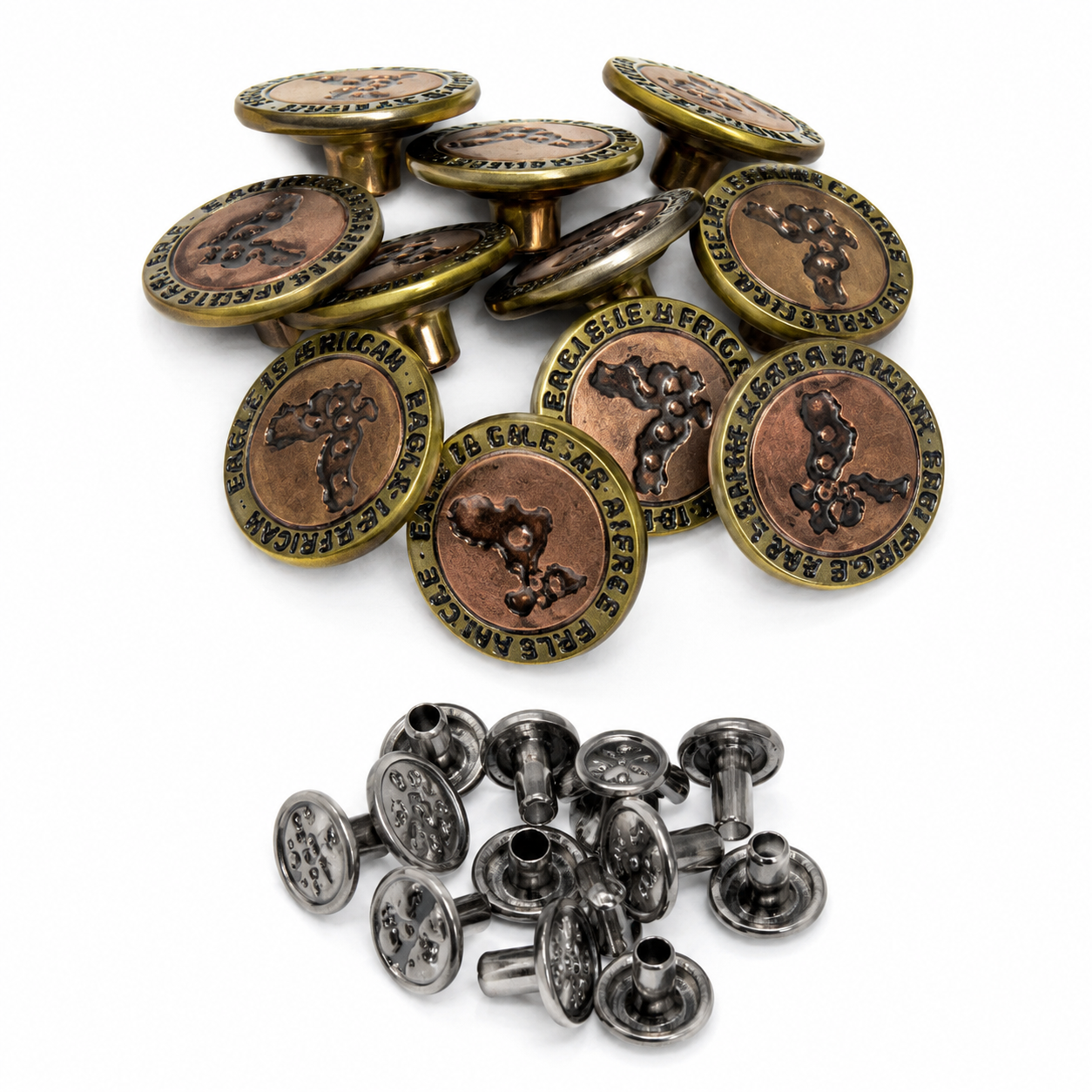 👖 Vintage Bronze Jeans Button – Metal Tack Button for Denim, Jackets & Garments