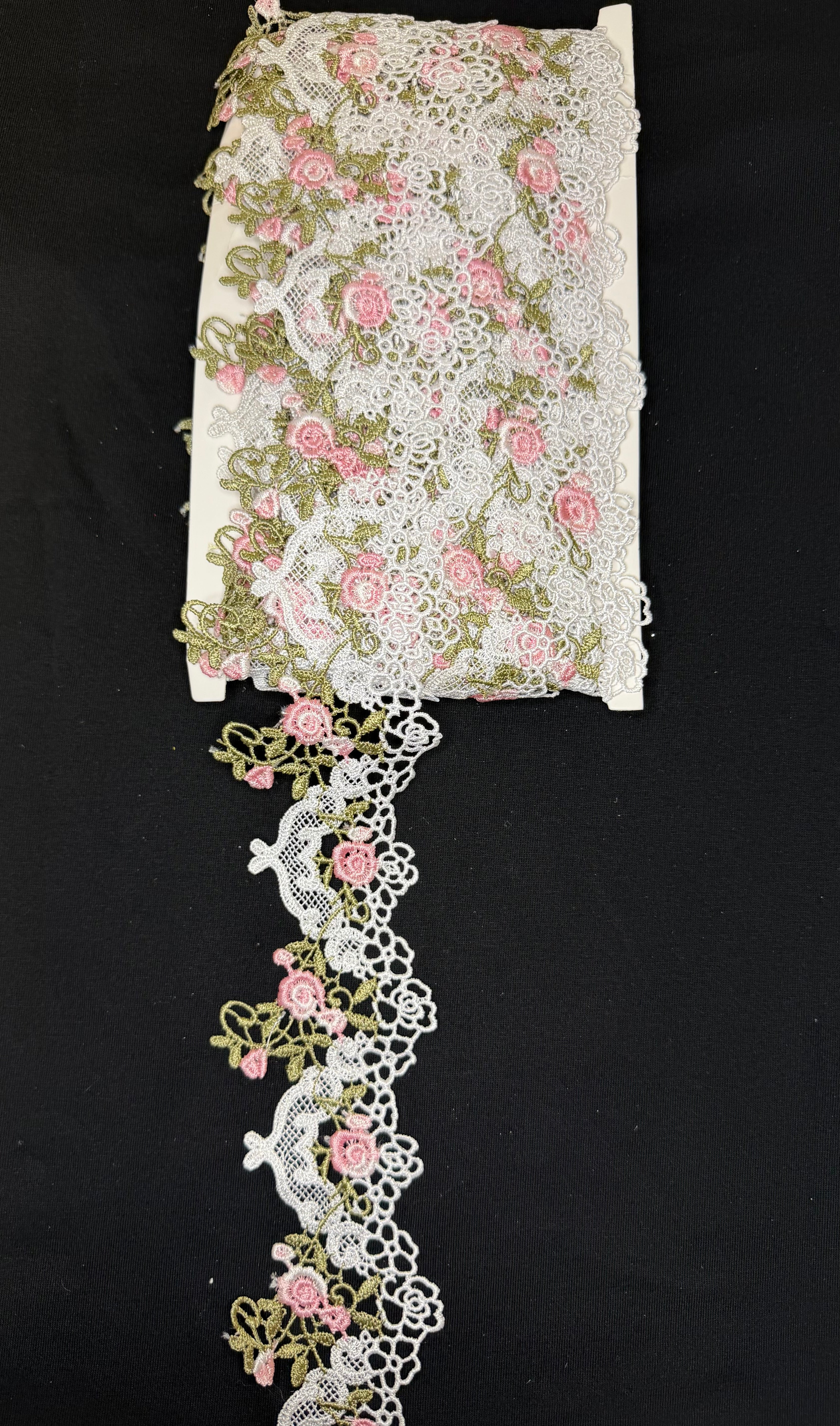 🌸 Premium Floral Embroidered Lace Trim – Multiple Colors Available