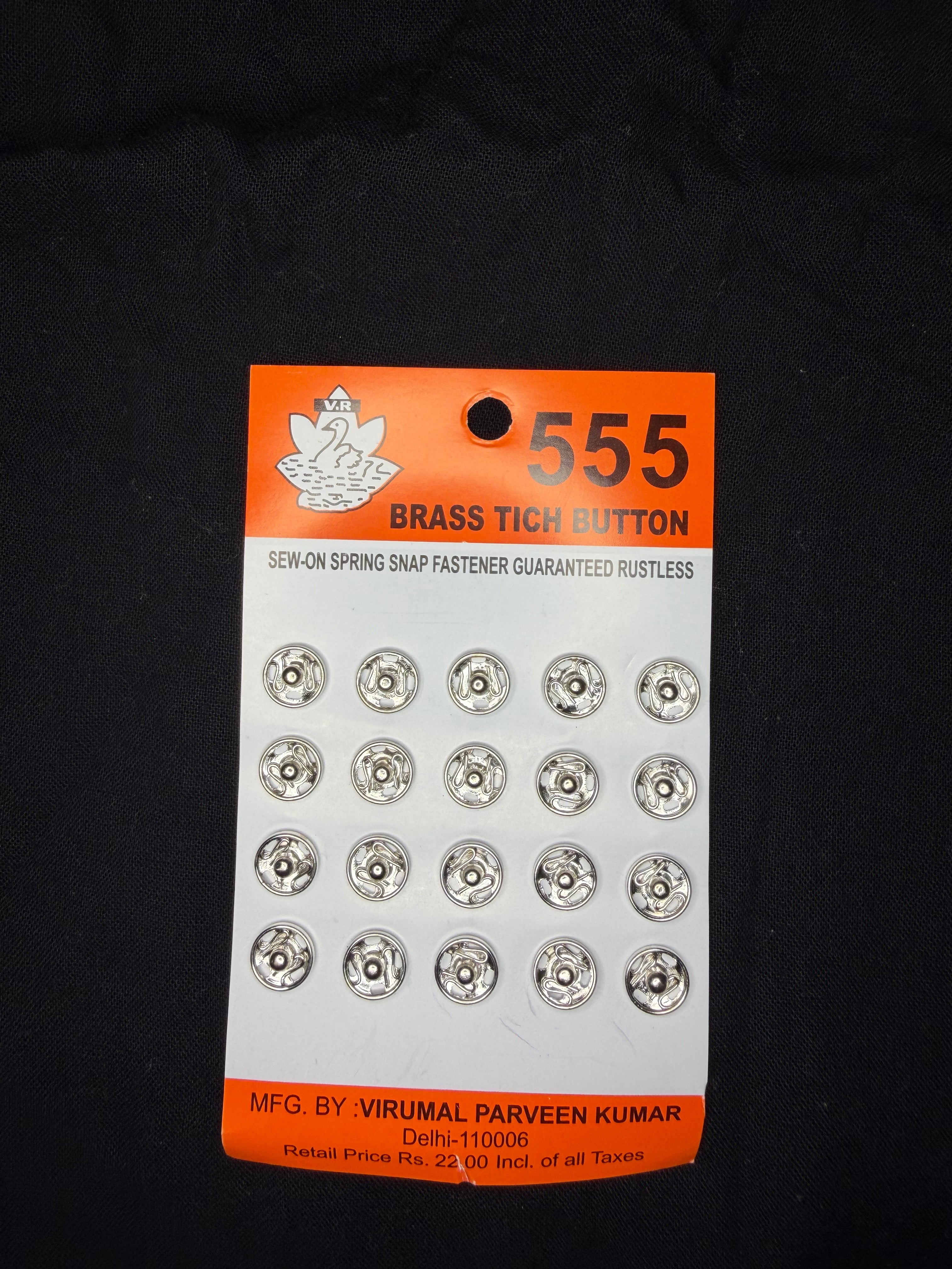 Brass Tich Buttons 555 – Sew-On Snap Fasteners (20 Pieces)