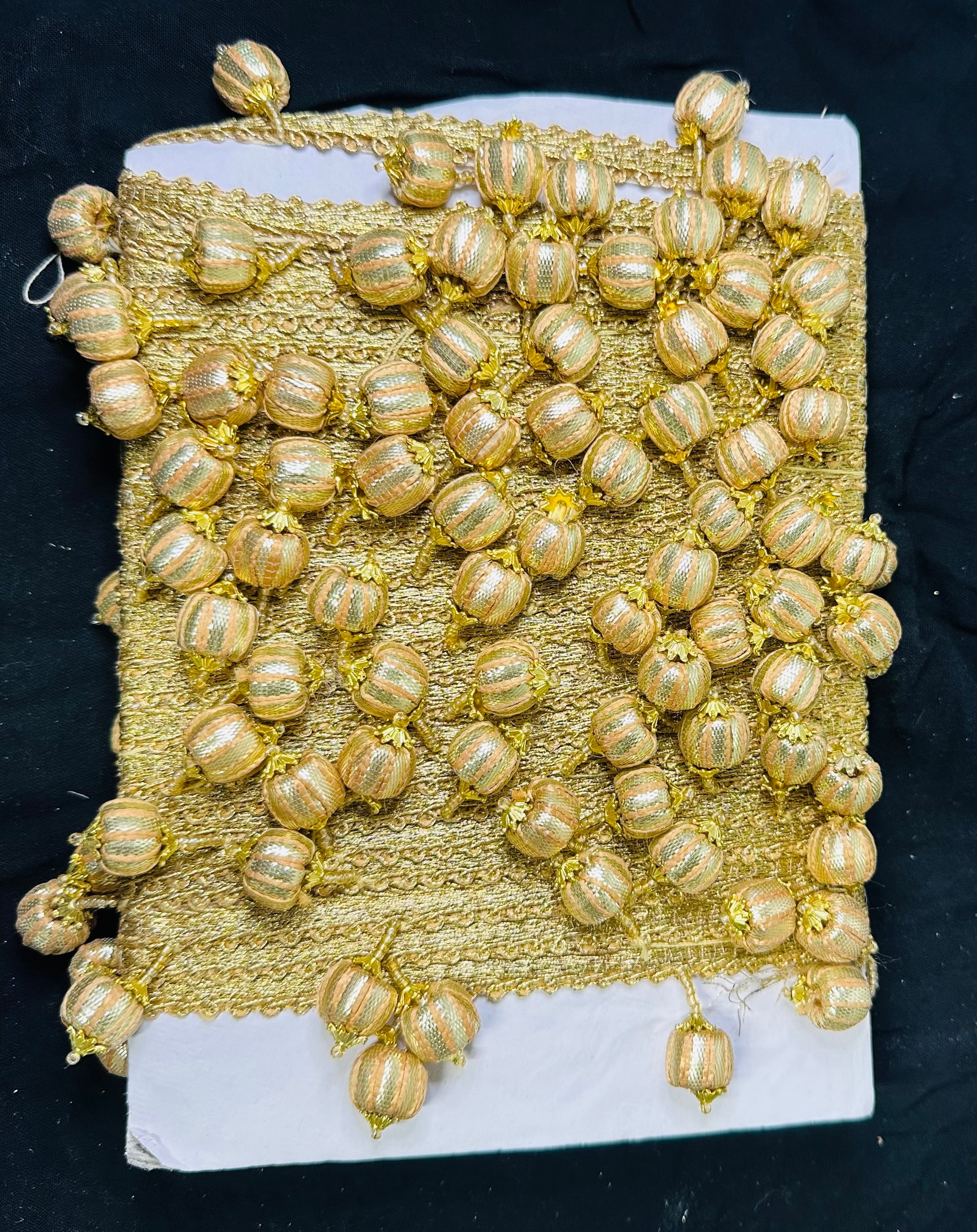 Decorative Latkan Lace – Gold Beaded Design